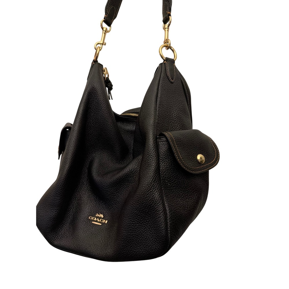 Coach Black Pebbled Leather Shoulder Bag Hobo Gold Hardware H2222-6152 - Picture 5 of 12